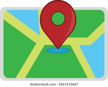 vector illustration of map icon with gps ( global positioning system ) symbol