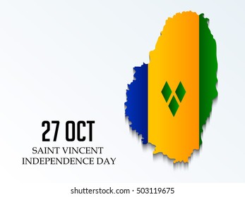Vector illustration of a Map for Independence day of Saint Vincent.