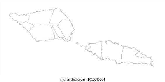 Vector Illustration Map of Independent State of Samoa in white background for continue, Map Of Independent State of Samoa Isolated On White Background.