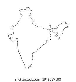 Vector Illustration of the Map of India on White Background