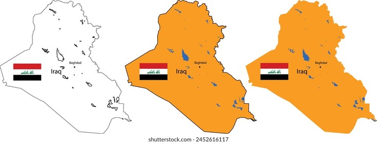 Vector illustration map of Iraq. A country in southwest Asia.