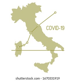 Vector illustration Map of Italy Growth rate of sick people Covid-19 2019-nCoV Dangerous Chinese corona virus ncov China Pathogen respiratory coronavirus SARS pandemic risk alert Design for web, print