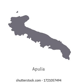 Vector illustration: map of Italy. Silhouette and contour of Italy. Apulia Region