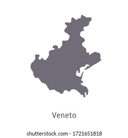 Vector illustration: map of Italy. Silhouette and contour of Italy. Veneto Region