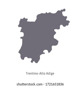 Vector illustration: map of Italy. Silhouette and contour of Italy. Trentino-Alto Adige Region