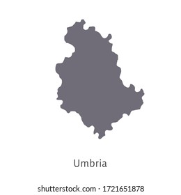 Vector illustration: map of Italy. Silhouette and contour of Italy. Umbria Region