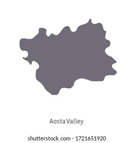 Vector illustration: map of Italy. Silhouette and contour of Italy. Aosta Valley Region