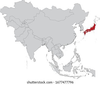 vector illustration of Map of Japan with national flag