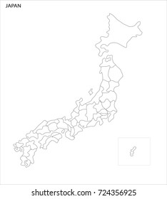 Vector Illustration Map of Japan in white background for continue.