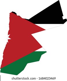 vector illustration of Map of Jordan with national flag