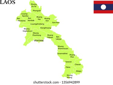 Vector illustration of map of Laos
