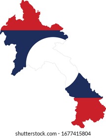 vector illustration of Map of Laos with national flag on white background