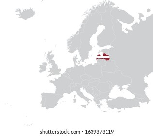 vector illustration of Map of Latvia with national flag