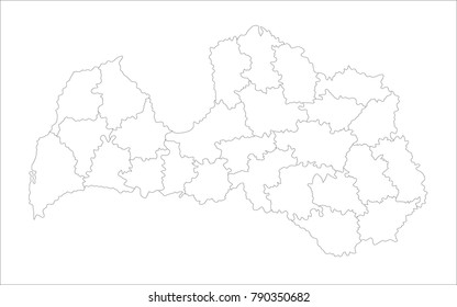 Vector Illustration Map of Latvia in white background for continue, Map Of Latvia Isolated On White Background.