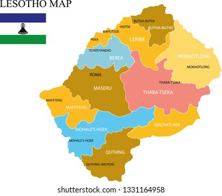 Vector illustration of map of Lesotho
