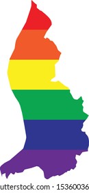 vector illustration of map of Liechtenstein with LGBT colors