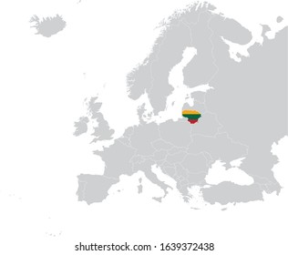 vector illustration of Map of Lithuania with national flag