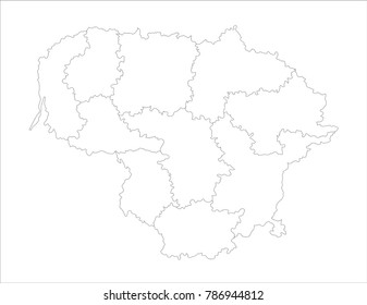 Vector Illustration Map of Lithuania in white background for continue, Map Of Lithuania Isolated On White Background.
