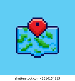 Ilustração vetorial da localização do mapa com Pixel Art Design, perfeito para os recursos de alimentos projetos temáticos