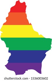 vector illustration of map of Luxembourg with LGBT colors