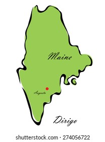 Vector illustration map Maine of America isolated on a white background