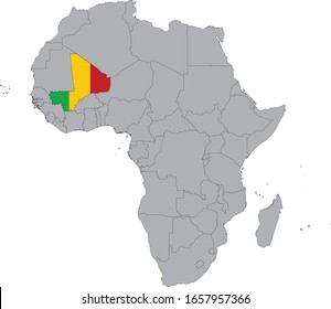 vector illustration of Map of Mali with national flag