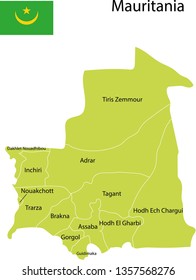Vector illustration of map of Mauritania
