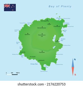 Vector illustration map of Mayor (Tuhua) Island in New Zealand