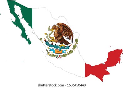 ilustración vectorial del Mapa de México con bandera nacional