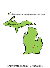 Vector illustration map Michigan is one of the states of America isolated on a white background