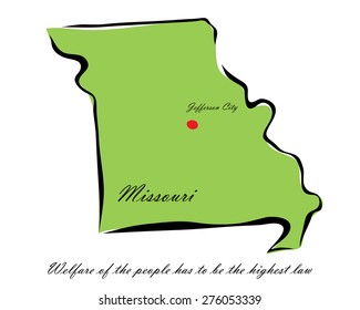 Vector illustration map Missouri is one of the states of America isolated on a white background