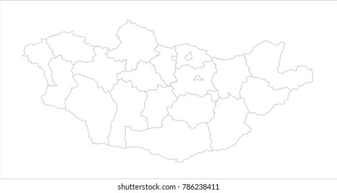 Vector Illustration Map of Mongolia in white background for continue, Map Of Mongolia Isolated On White Background.