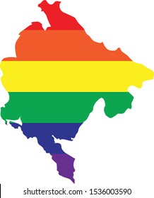 vector illustration of map of Montenegro with LGBT colors