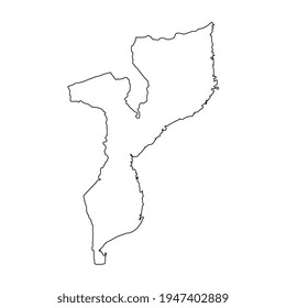 Ilustración vectorial del mapa de Mozambique de fondo blanco