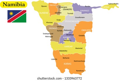 Vector illustration of map of Namibia
