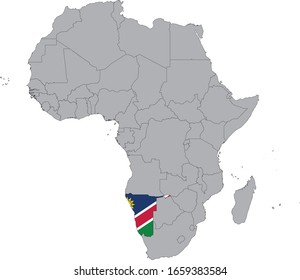 vector illustration of Map of Namibia with national flag