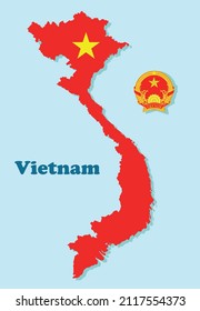 Mapa de ilustraciones de vectores con la bandera nacional de Vietnam 