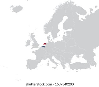 vector illustration of Map of Netherlands with national flag