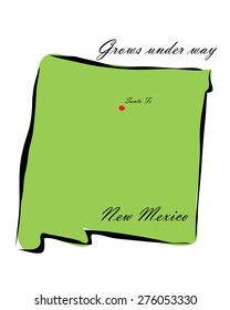 Vector illustration map New Mexico is one of the states of America isolated on a white background