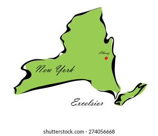 Vector illustration map New York of America isolated on a white background