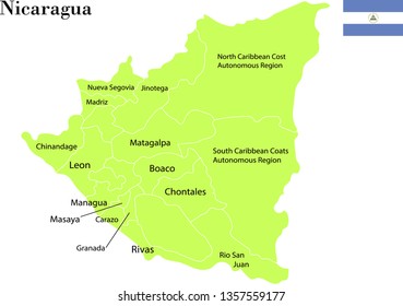 Vector illustration of map of Nicaragua
