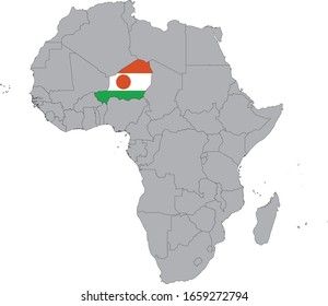 vector illustration of Map of Niger with national flag