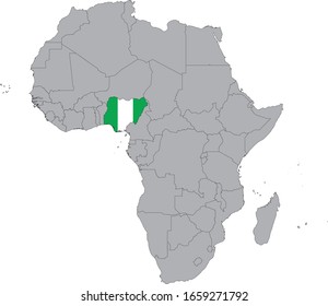 vector illustration of Map of Nigeria with national flag