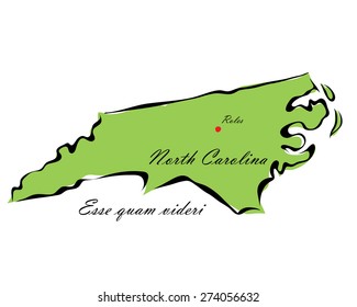 Vector illustration map North Carolina of America isolated on a white background