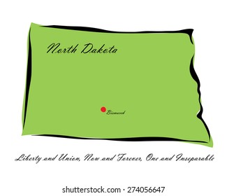 Vector illustration map North Dakota of America isolated on a white background