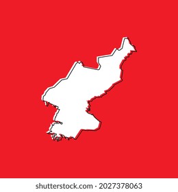 Ilustración vectorial del mapa de Corea del Norte sobre fondo rojo