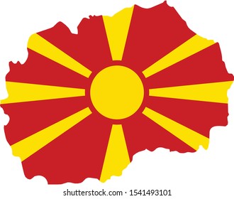 vector illustration of Map of North Macedonia with national flag