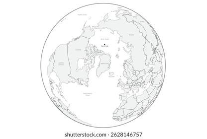 Vector illustration of a map of the Northern Sea Route and a globe image showing the Northern Sea Route