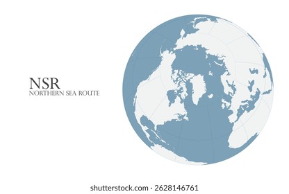 Vector illustration of a map of the Northern Sea Route and a globe image showing the Northern Sea Route
