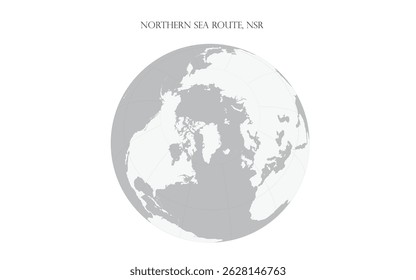 Vector illustration of a map of the Northern Sea Route and a globe image showing the Northern Sea Route